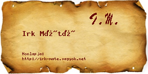 Irk Máté névjegykártya